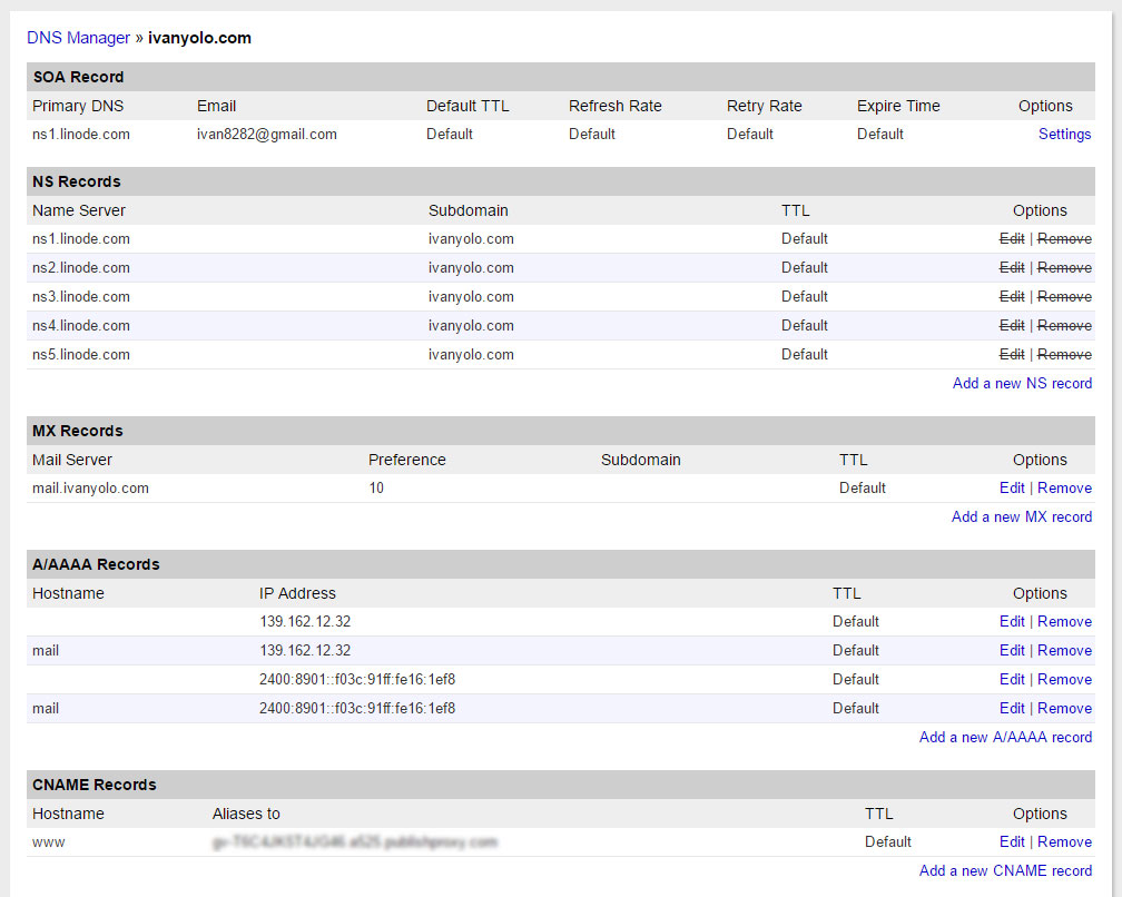 Setup Linode DNS