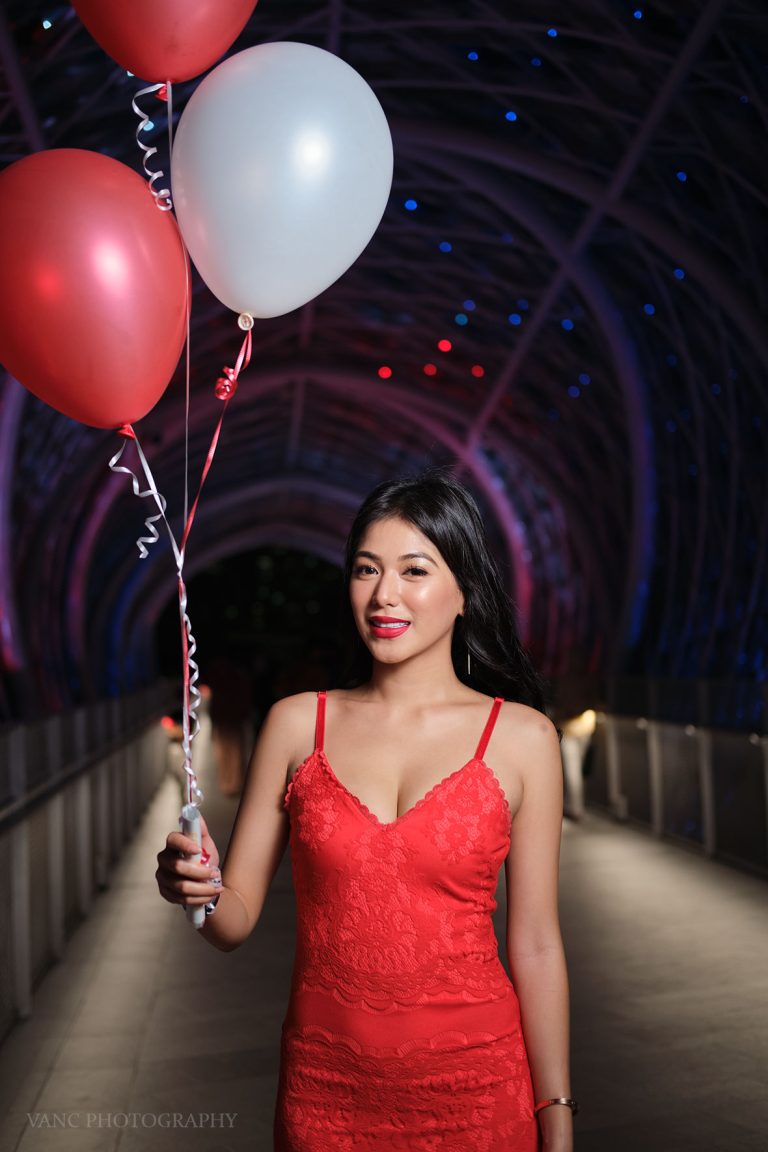 Night Portrait Girl In Red Dress