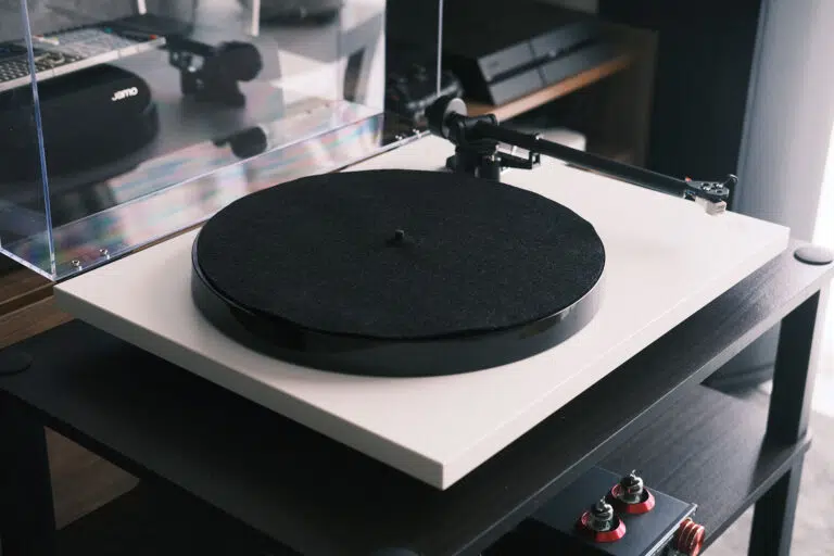 Rega Planar 1 turntable full view showcasing sleek design and minimalist aesthetics